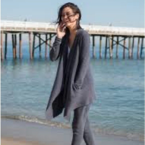 Barefoot Dreams CozyChic Lite Island Wrap Open Cardigan Slate Blue - Size - S/M - Picture 13 of 16